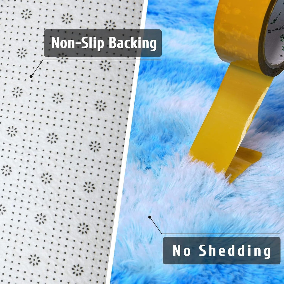 DweIke Fluffy Blue Shag Rugs for Bedroom Living Room, 4x6 Feet Soft Plush Tie-Dyed Light SkyBlue Girls Boys Kids Rug, Upgraded Non-Slip and Machine Washable Carpet for Dorm Nursery Classroom Decor