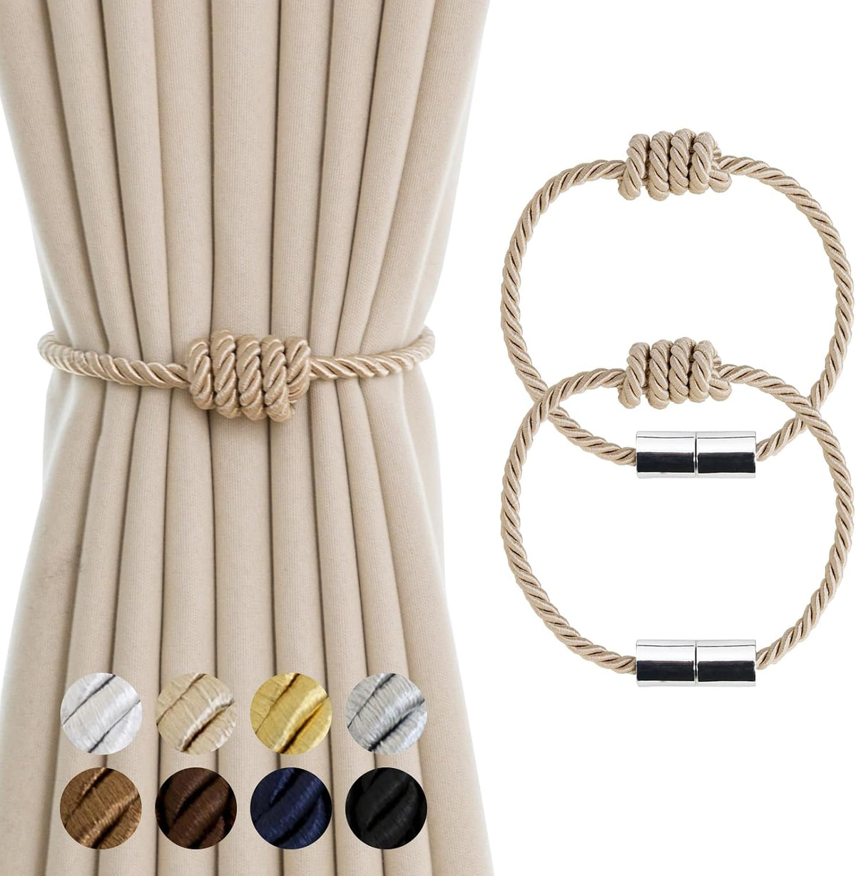 Curtain Tiebacks Magnetic Decorative Rope Tie Backs Holdbacks Contoeey