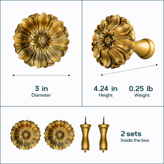 LOPGT Set of 2 Vintage Curtain Holdbacks Wall Mounted with Screws, Gold