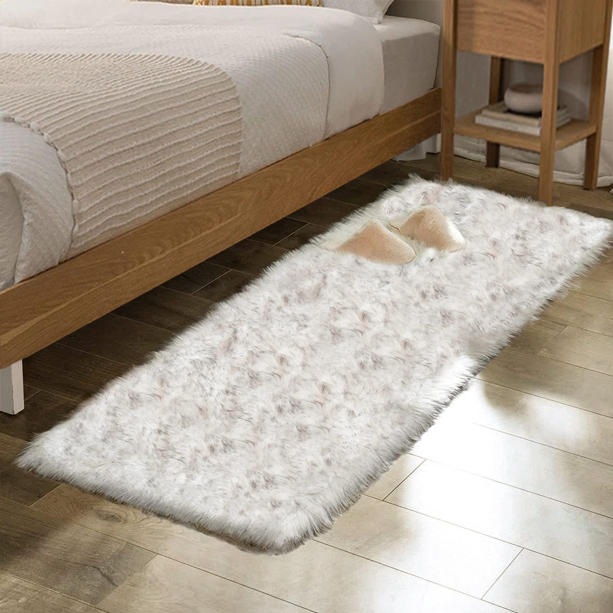 ORINOVA Beige Shag Faux Sheepskin Washable 4X6 Fur Rug for Living Room Bedroom Fluffy Furry Area Rug Rectangle Nursery Decor Rug