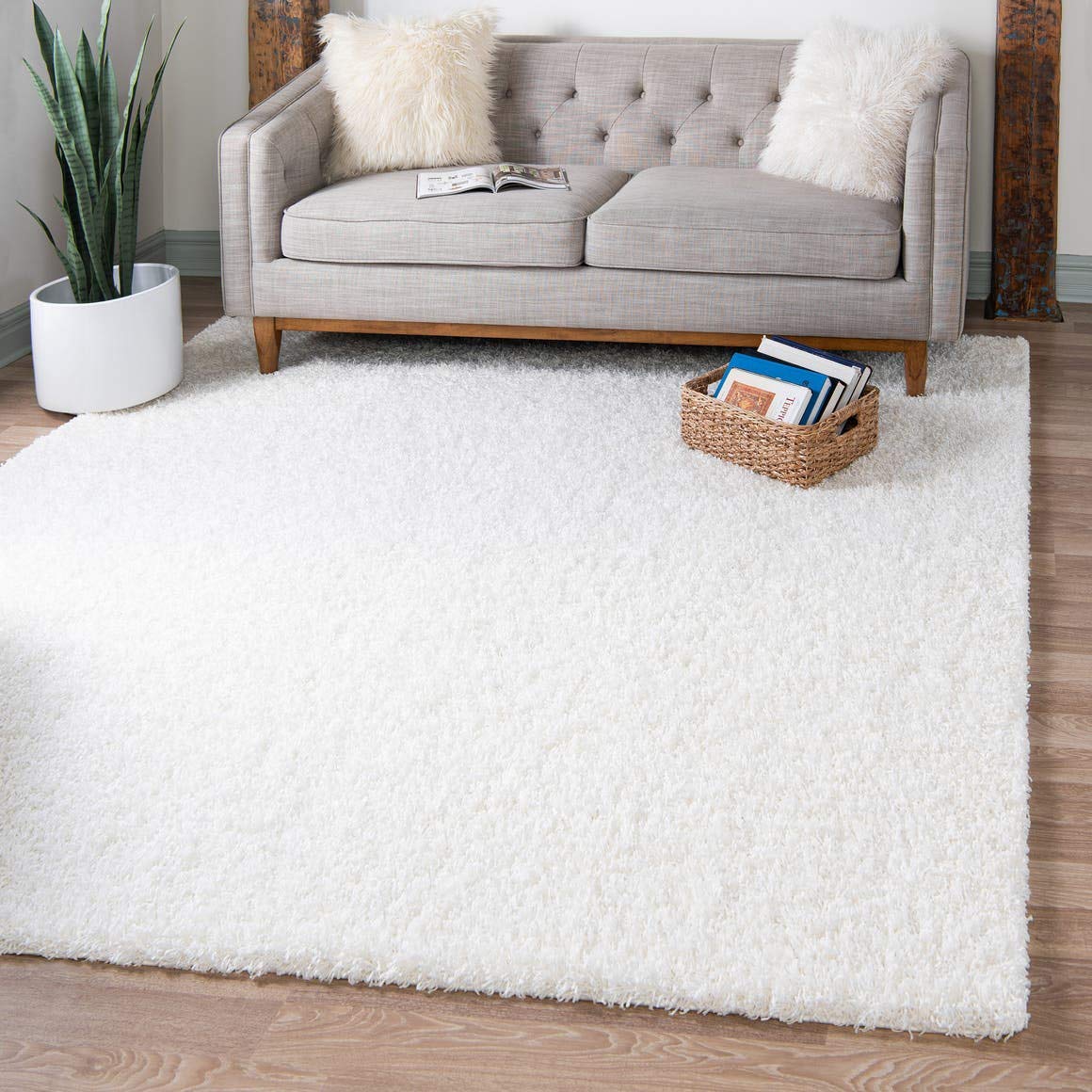 Unique Loom Solid Shag Collection Area Rug (8' x 10' Rectangle, Sandy Brown)