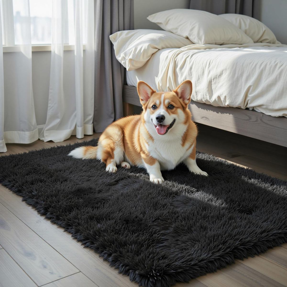 8x10 Area Rugs for Living Room,Cream Large Shaggy Carpet Plush Furry Rug