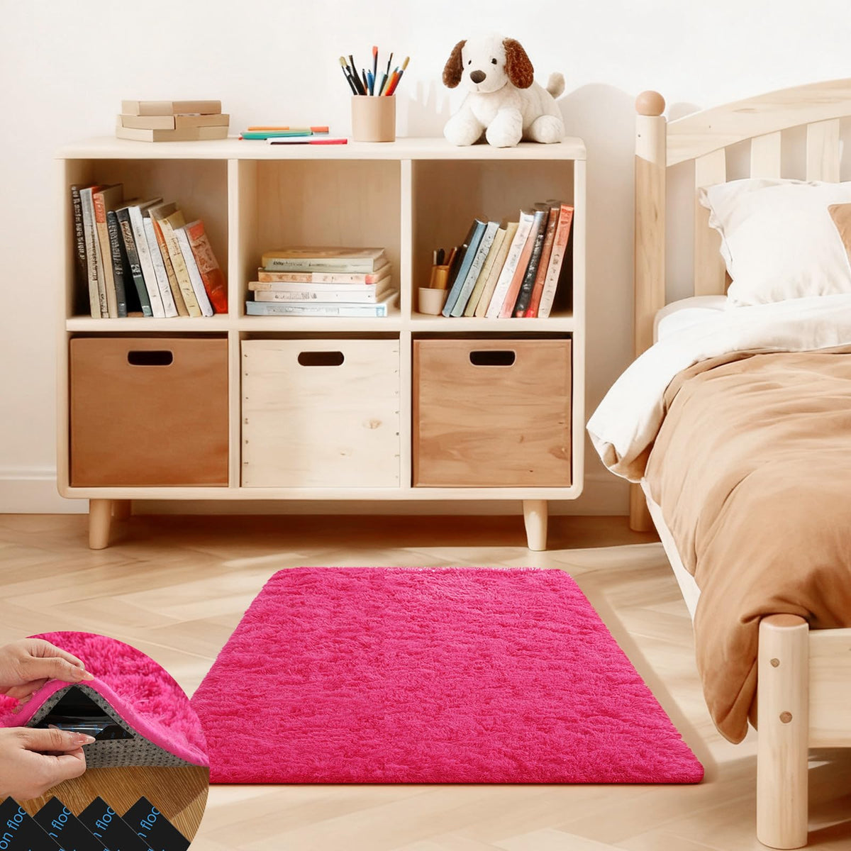5x7 Large Fluffy Area Rugs for Living Room Bedroom, Light Tan