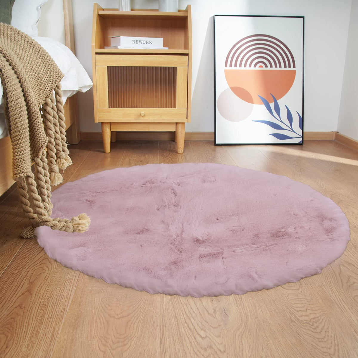 Ghouse White 8x10 Area Rug Fluffy Faux Rabbit Fur Rug White Plush Shag Rug for Living Room Bedroom, Playing Room, Nursery Room