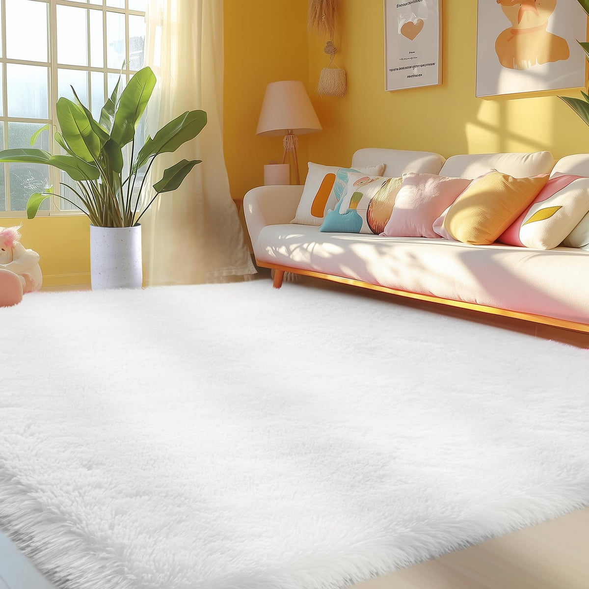Topmaxcs Fluffy 8x10 Area Rug for Living Room – Grey Shag Plush Rugs