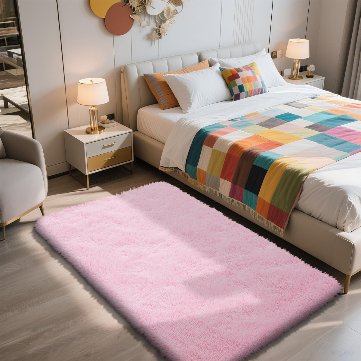 8x10 Fluffy Area Rugs for Living Room,Geometric Shag Area Rug for Bedroom