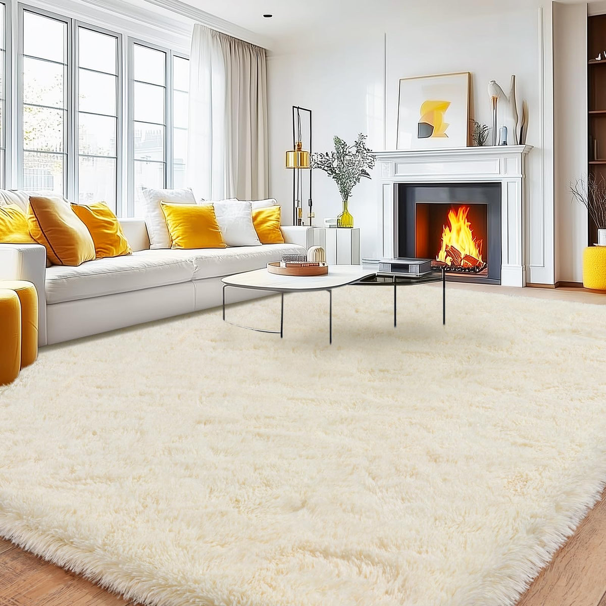 8x10 Area Rugs for Living Room, Large Ultra Fluffy Fuzzy Shag Rug for Bedroom, Modern Plush Soft High Pile Upgrade Non-Slip Carpet for Kids Girls and Boys Room Decor, Tie-Dyed Blue Grey