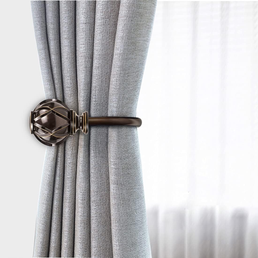 KAMANINA Decorative Curtain Drapery Holdbacks, Wall Mounted, 2 Pack Bronze