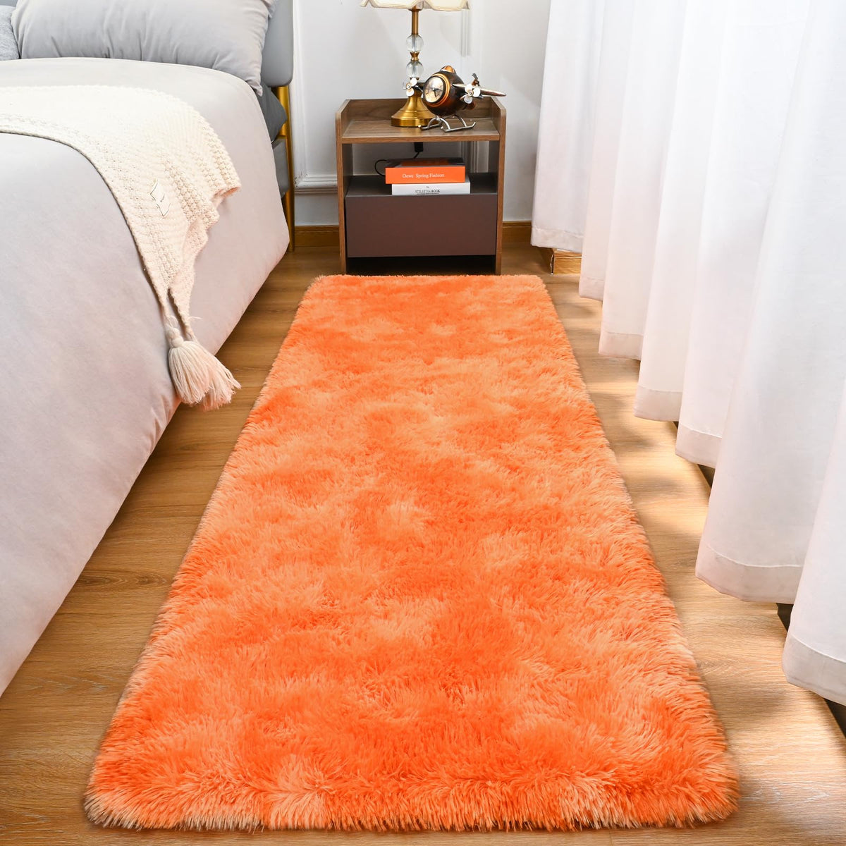 Goideal Fluffy Rug for Bedroom Living Room, 6x9 Olive Green Area Rugs, Faux Fur Shag Modern Carpet Ultra Soft Girls Boys Room Home Decor, Solid