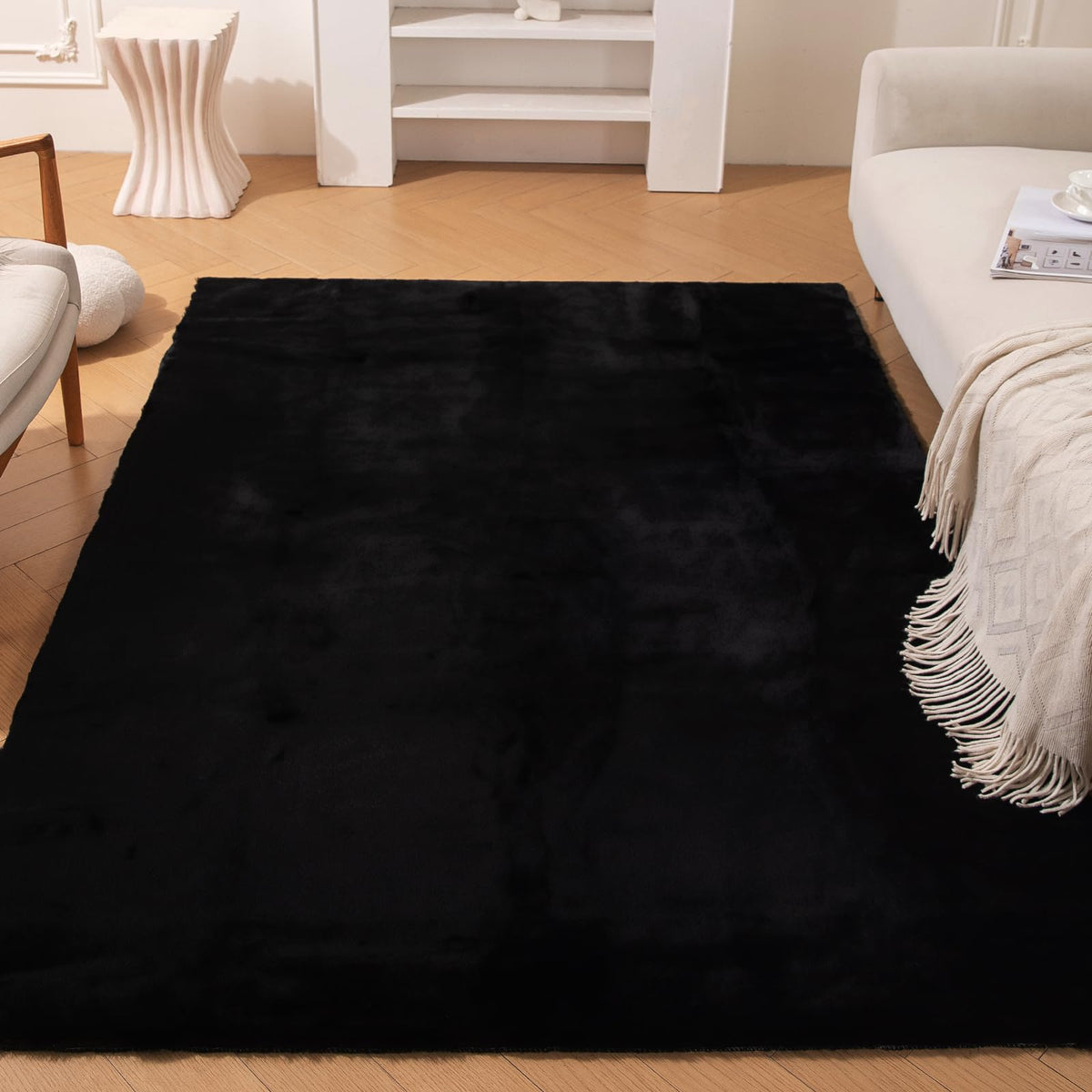 ThreadGlobe Premium Shag Area Rug 8'x10', Beige Ultra Plush Rugs for Living Room, Non-Slip Carpet for Bedroom & Nursery Rooms, Smooth Touch Luxurious Floor Decor, Beige, 8x10 Ft