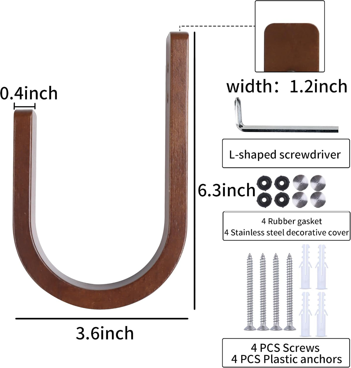 2 Pack Curtain Tiebacks & Holdbacks Wood Curtain Holder, Coffee