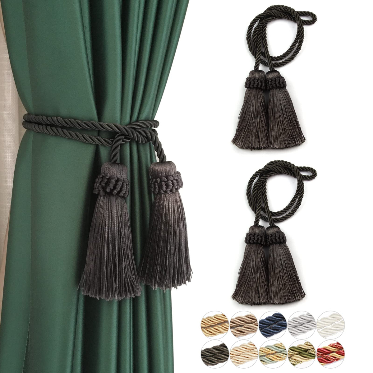 Curtain Tiebacks Handmade Curtain Holdbacks Rope with Tassel