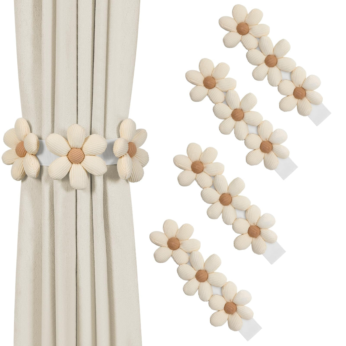 KLOGTSIND Flower Curtain Tiebacks, Decorative Curtain Holdbacks No Drill