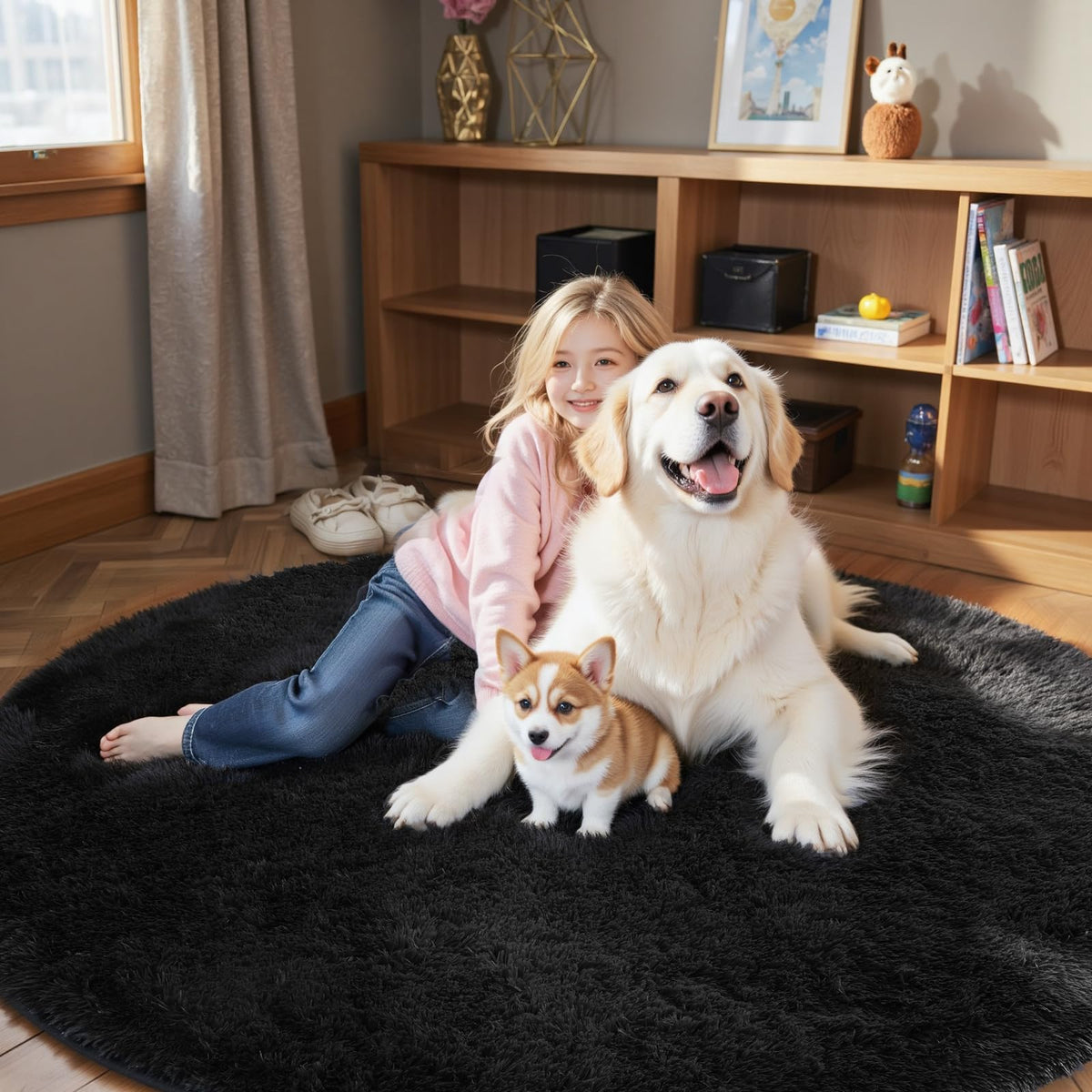 8x10 Area Rugs for Living Room,Cream Large Shaggy Carpet Plush Furry Rug