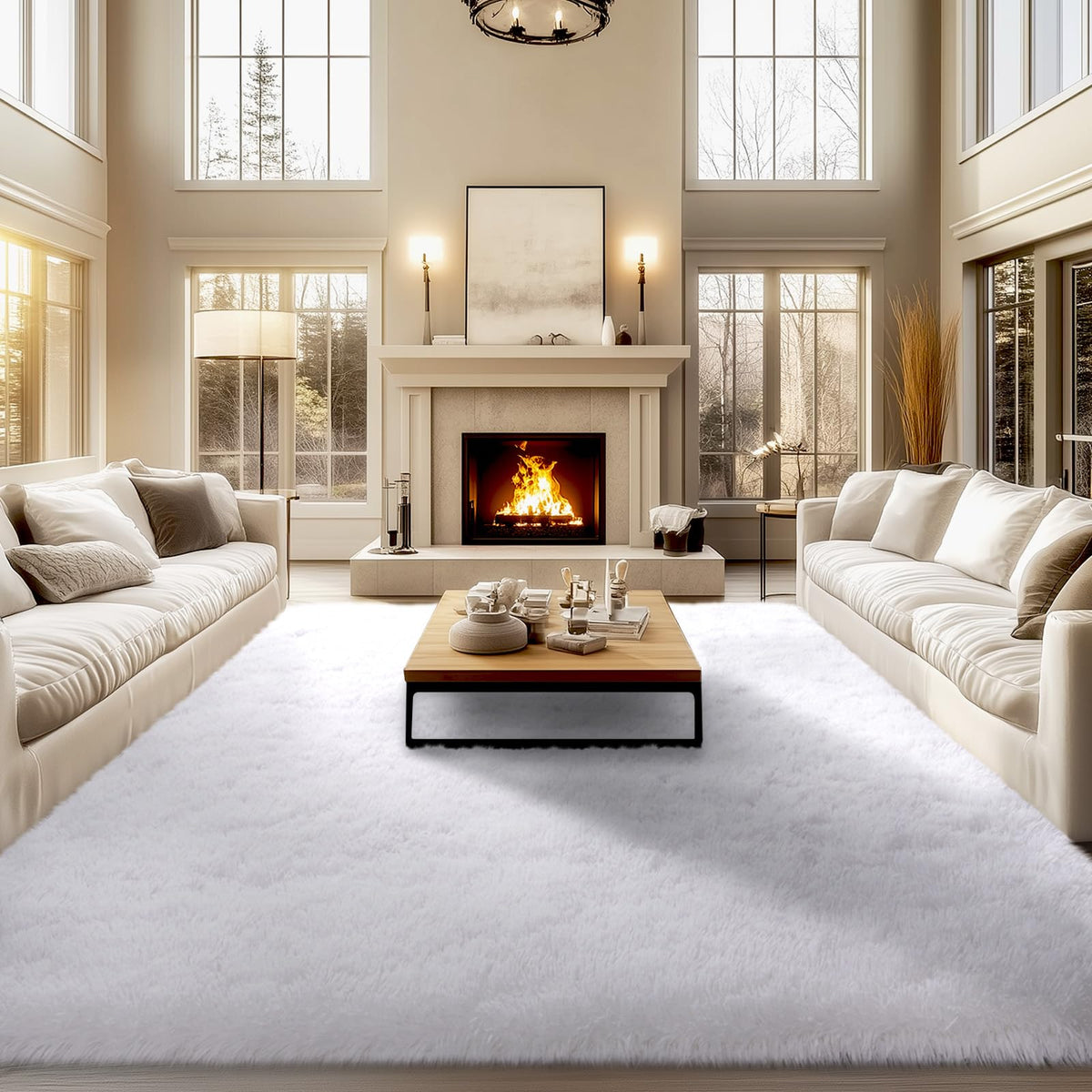 qulint Large Area Rug for Living Room 10x14, Fluffy Tan Rug for Bedroom