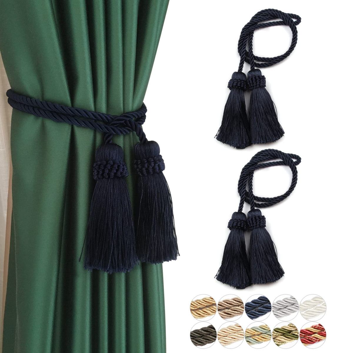 Curtain Tiebacks Handmade Curtain Holdbacks Rope with Tassel