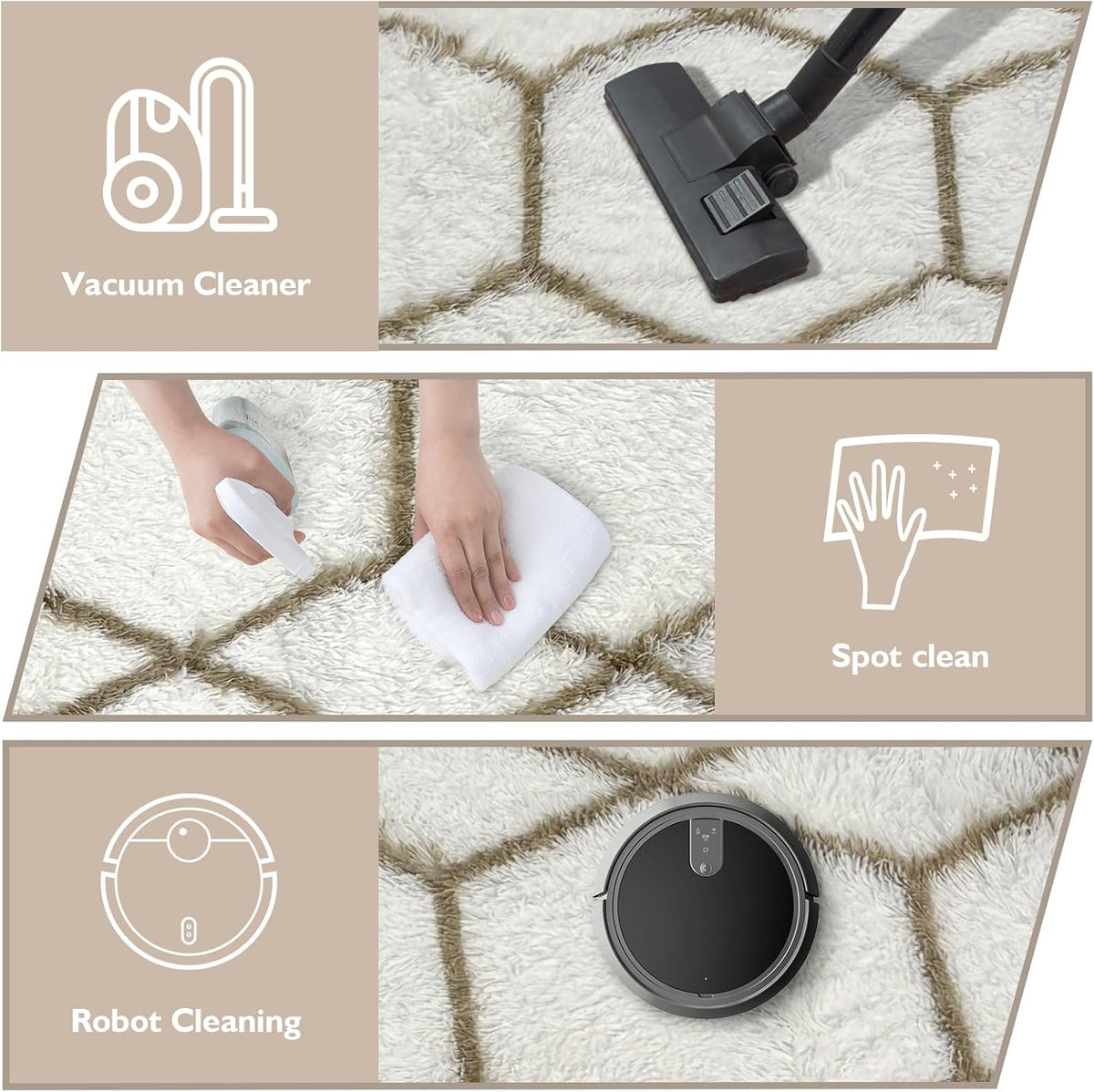 8x10 Fluffy Area Rugs for Living Room,Geometric Shag Area Rug for Bedroom