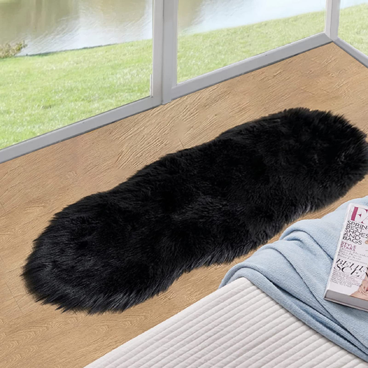 ORINOVA Beige Shag Faux Sheepskin Washable 4X6 Fur Rug for Living Room Bedroom Fluffy Furry Area Rug Rectangle Nursery Decor Rug