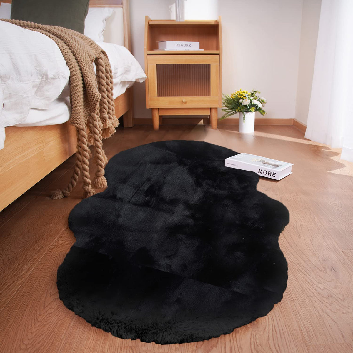 Ghouse White 8x10 Area Rug Fluffy Faux Rabbit Fur Rug White Plush Shag Rug for Living Room Bedroom, Playing Room, Nursery Room