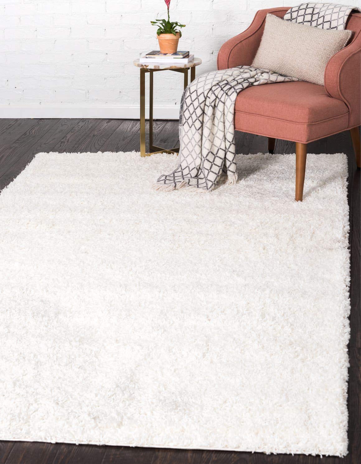 Unique Loom Solid Shag Collection Area Rug (8' x 10' Rectangle, Sandy Brown)