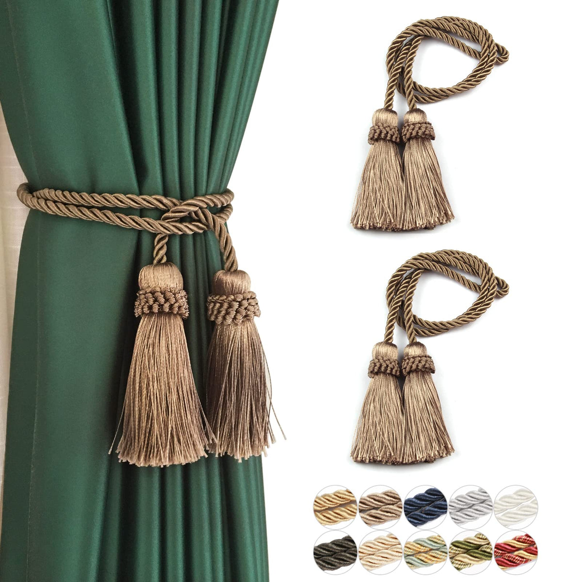 Curtain Tiebacks Handmade Curtain Holdbacks Rope with Tassel