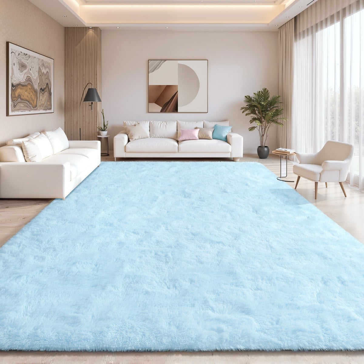EVOIONOS Pink Round Rug for Bedroom, 4x4 Ft Fluffy Soft Circle Area Rugs for Living Room, Plush Shaggy Circular Carpet for Indoor Floor Bedside Girls Nursery, Machine-Washable Home Decor Aesthetic