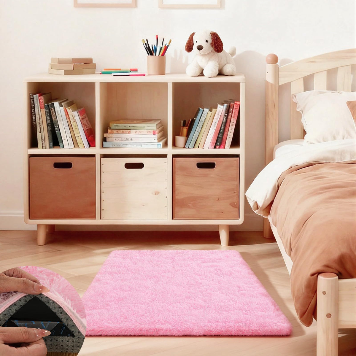 5x7 Large Fluffy Area Rugs for Living Room Bedroom, Light Tan