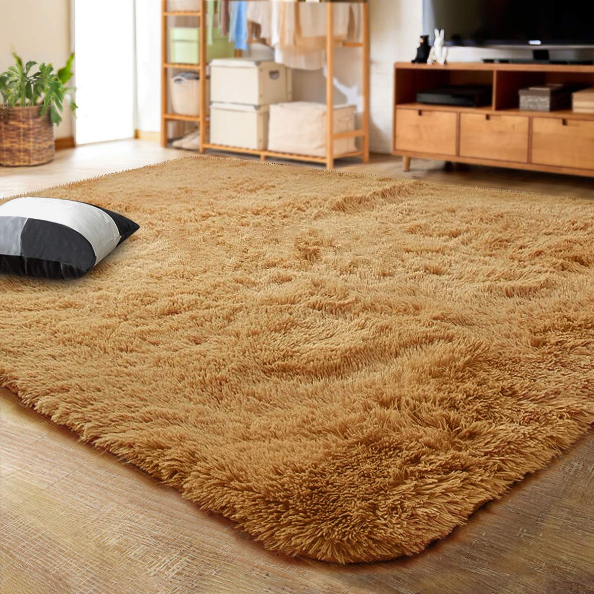 LOCHAS Area Rugs Fluffy Living Room Carpets for Kids Bedroom 6x9, Cream