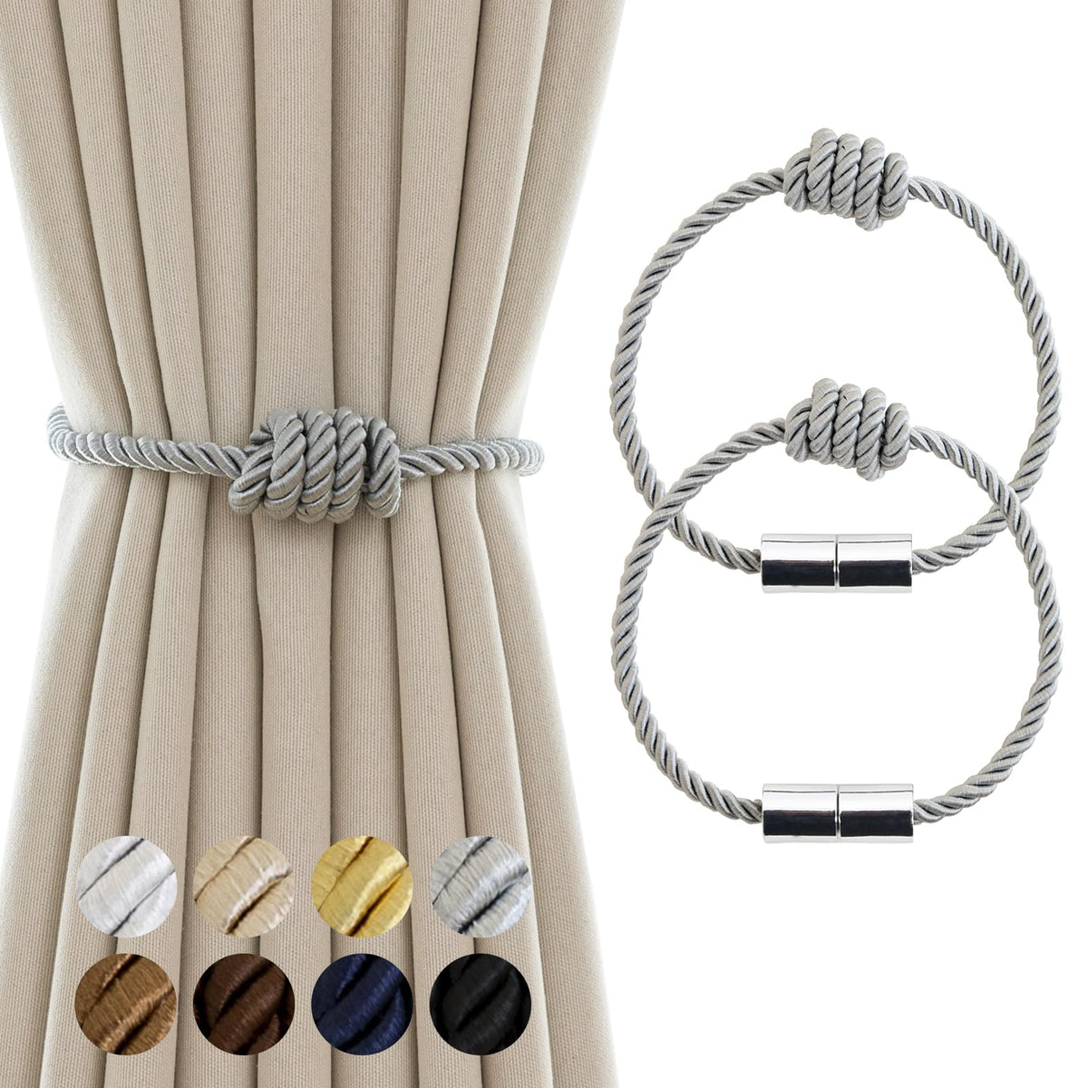 Curtain Tiebacks Magnetic Decorative Rope Tie Backs Holdbacks Contoeey