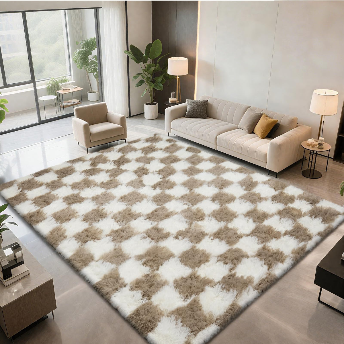 Shag Area Rugs for Bedroom Living Room,8X10 Ultra Soft Fluffy Area Rugs for Dorm,Indoor Carpet Plush Rugs for Living Room Home Decor,Tie-Dye Grey