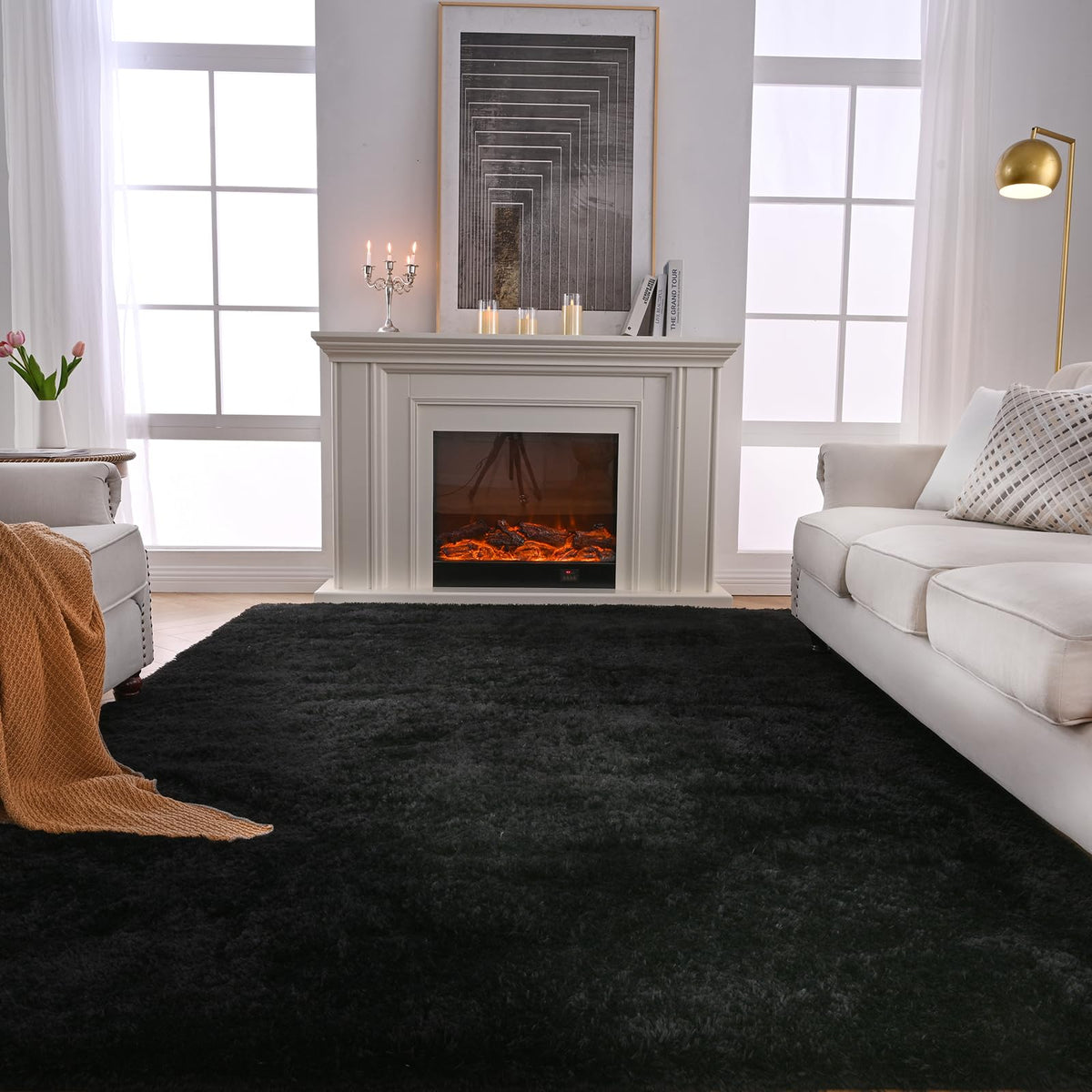 Grey Shag Rug for Living Room 6x9 - Soft Fluffy Plush Area Carpet