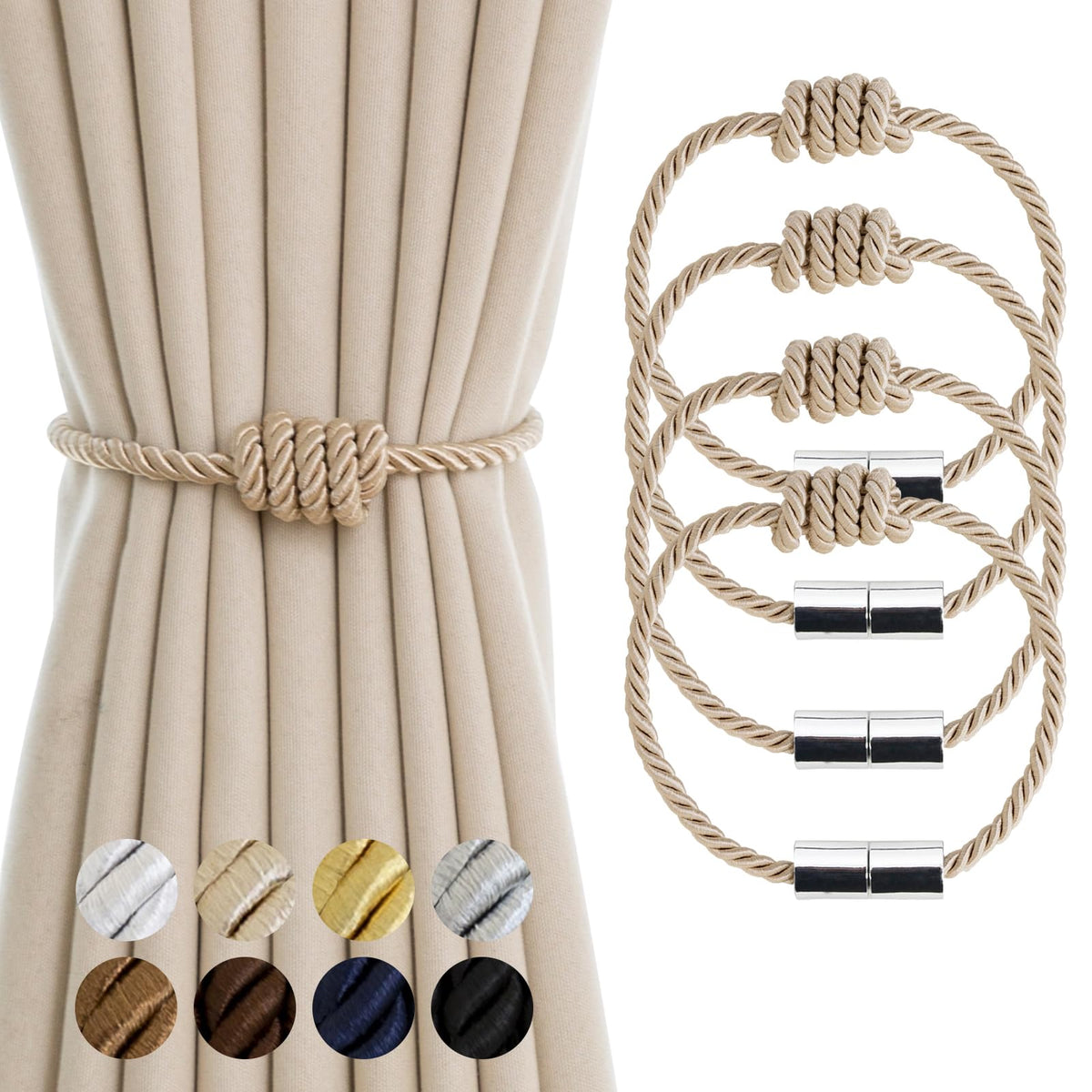 Curtain Tiebacks Magnetic Decorative Rope Tie Backs Holdbacks Contoeey
