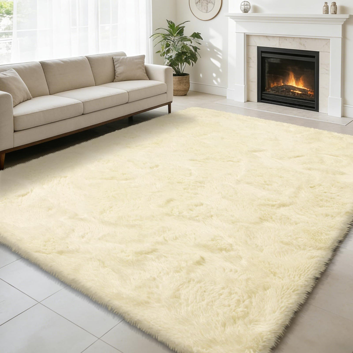 8x10 Fluffy Area Rugs for Living Room,Geometric Shag Area Rug for Bedroom