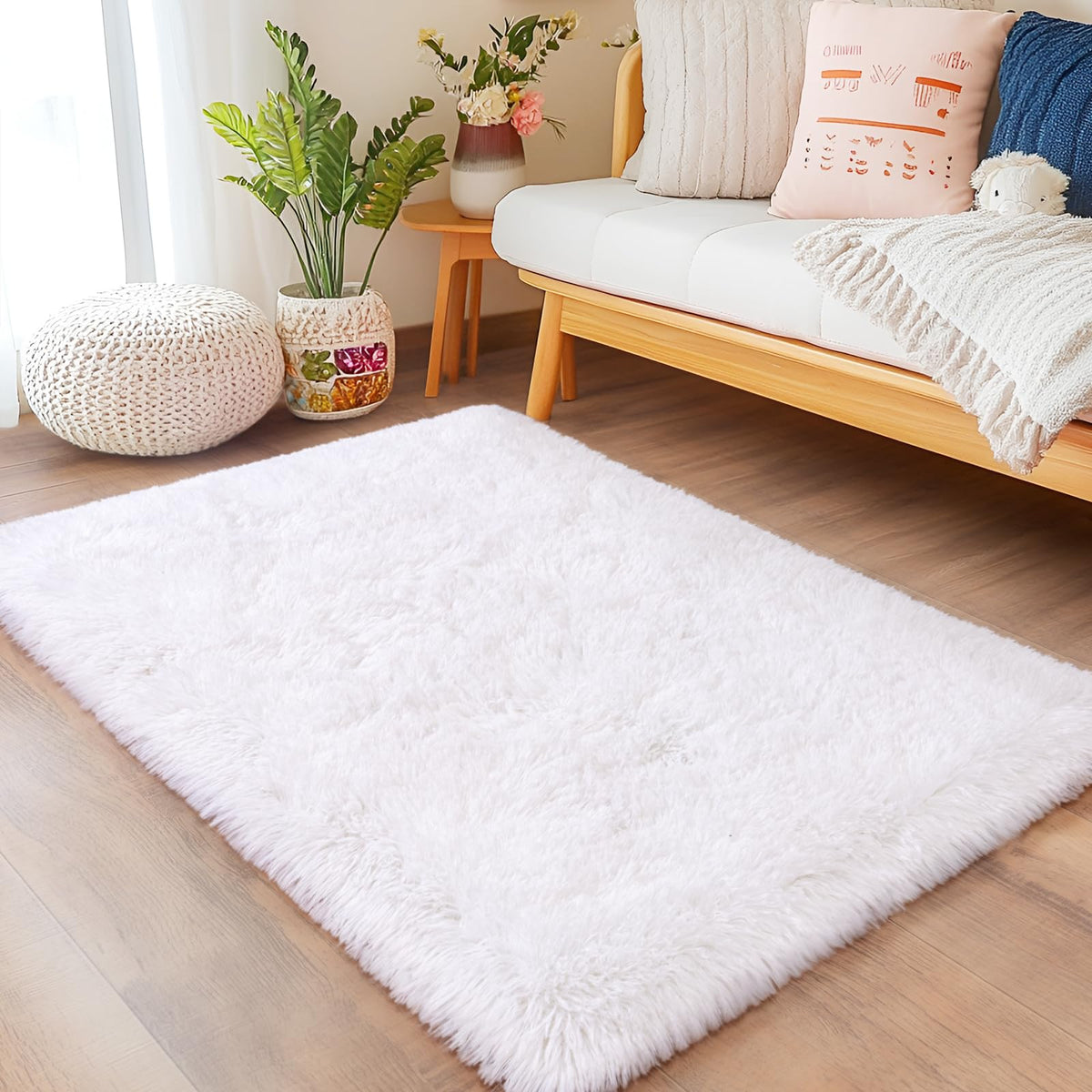 8x10 Area Rugs for Living Room, Large Ultra Fluffy Fuzzy Shag Rug for Bedroom, Modern Plush Soft High Pile Upgrade Non-Slip Carpet for Kids Girls and Boys Room Decor, Tie-Dyed Blue Grey