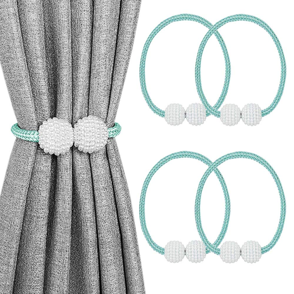 MELALUXE 6 Pack Magnetic Curtain Tiebacks, Decorative Curtain Holdbacks for Window Décor (Grey)