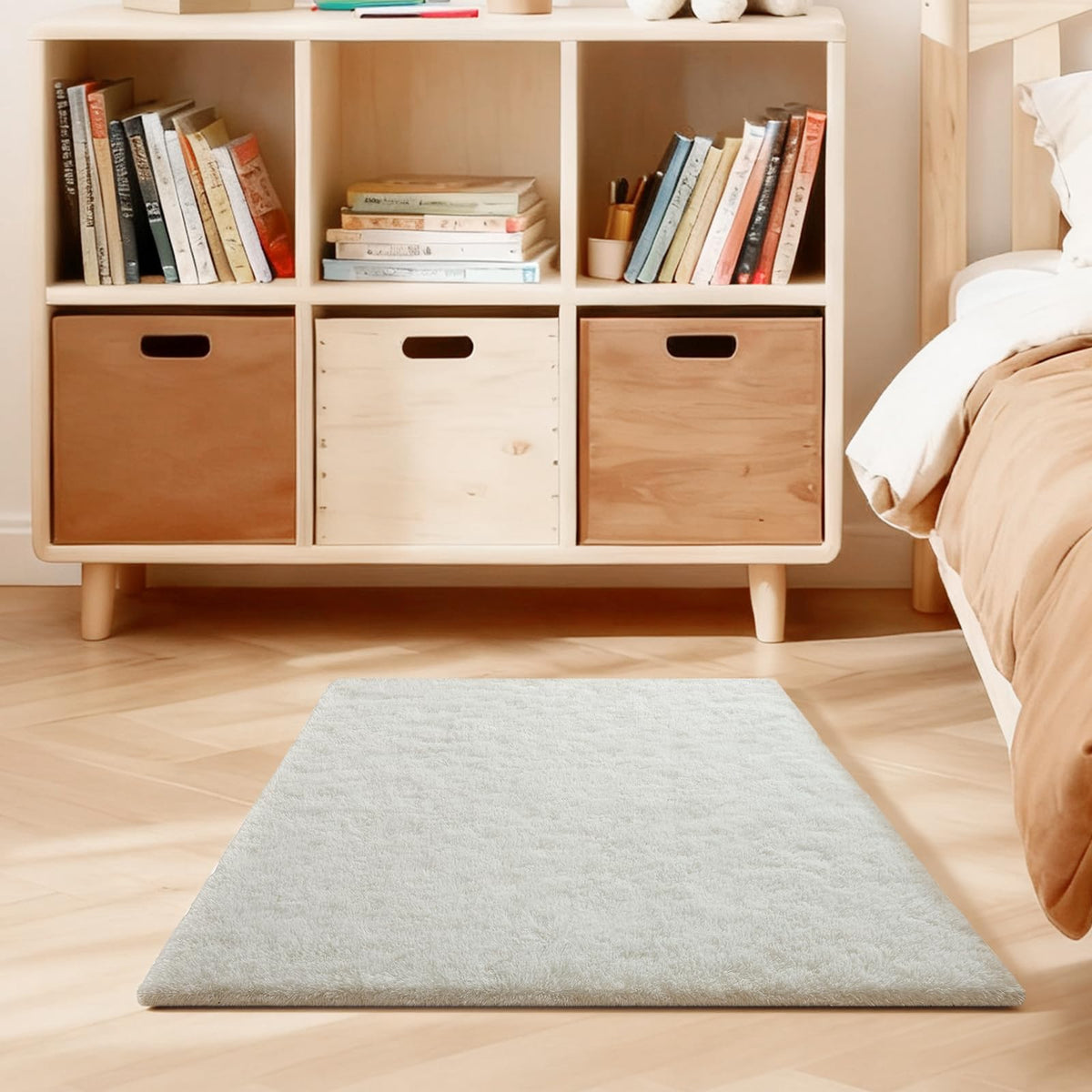 5x7 Large Fluffy Area Rugs for Living Room Bedroom, Light Tan