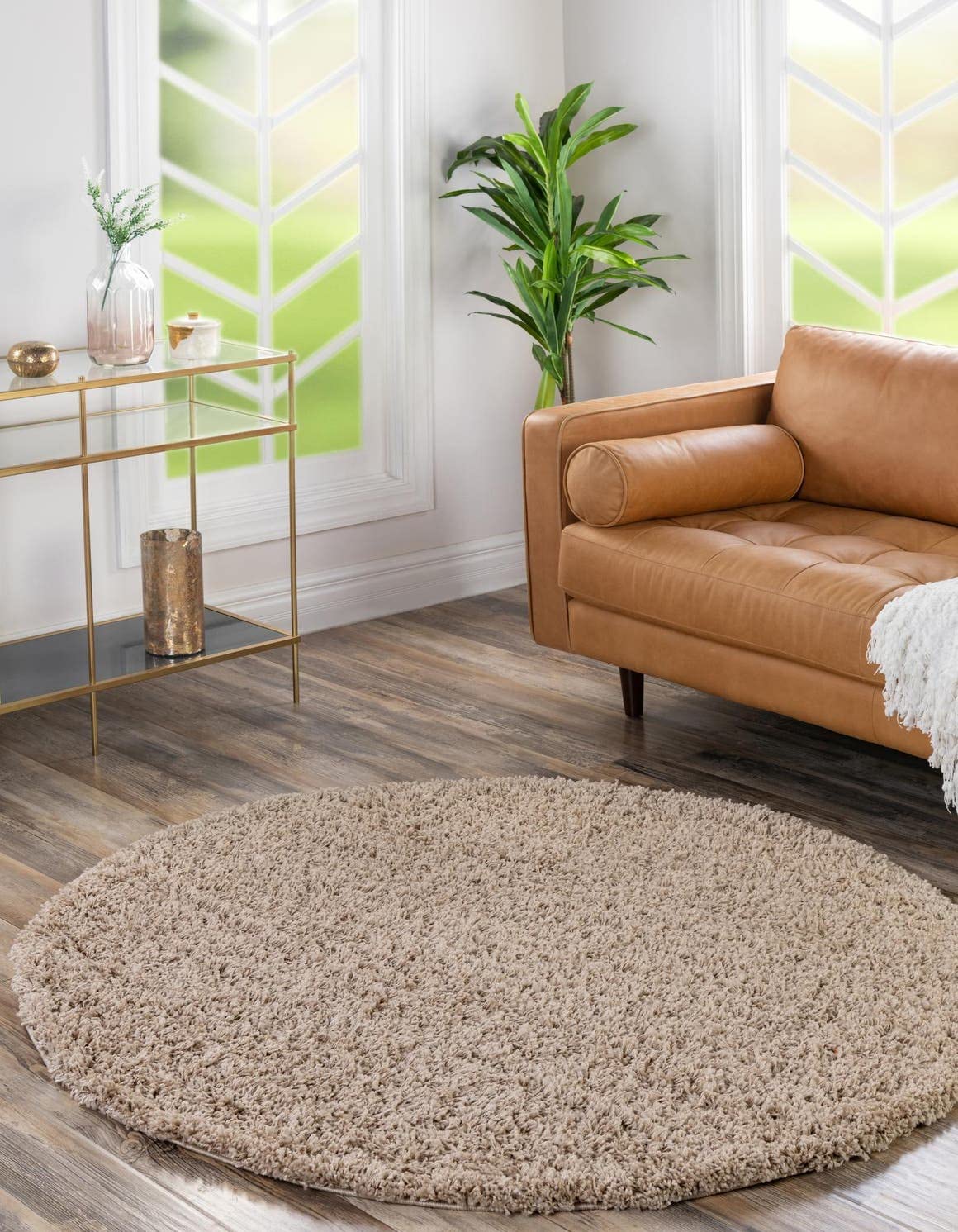 Unique Loom Solid Shag Collection Area Rug (8' x 10' Rectangle, Sandy Brown)