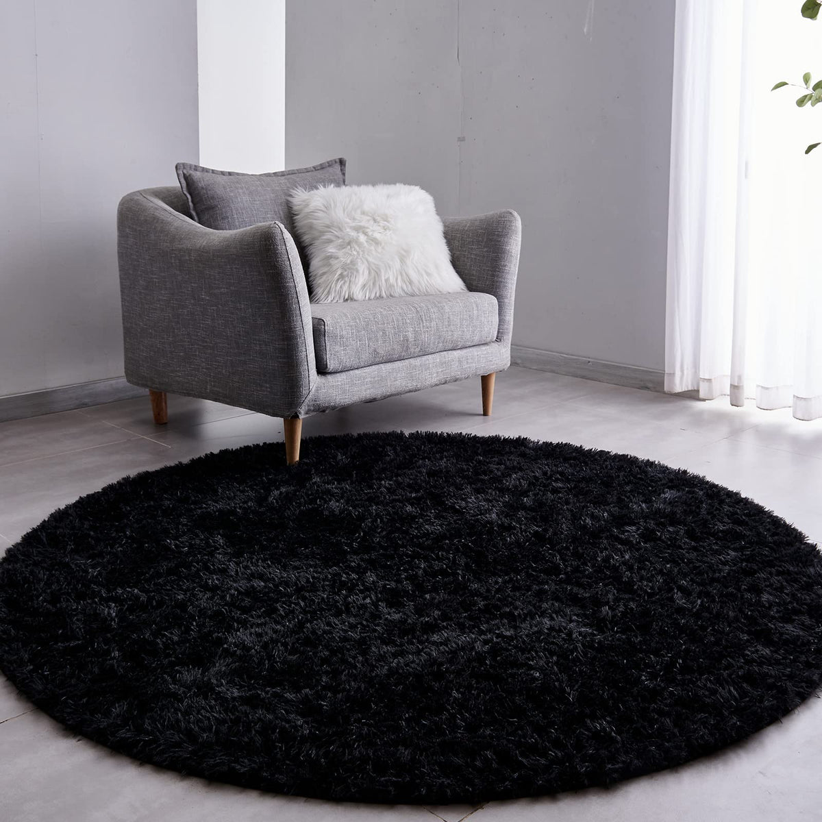 FJZFING Grass Green Round Rug Ultra-Soft Plush Modern 5x5 Circle Area Rug for Kid's Bedroom, Fluffy Shag Circular Rug for Nursery Room, Cute Grass Green Carpet for Teen's Room
