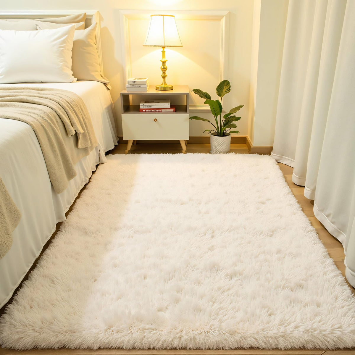 Softlife Dark Purple Area Rug for Bedroom, Fluffy Shag Plush 3x5 Rugs for Living Room Girls, Shaggy Throw Soft Fuzzy Small Kids Carpet for Dorm Bedside Ultra Cozy Non-Slip Indoor Decor