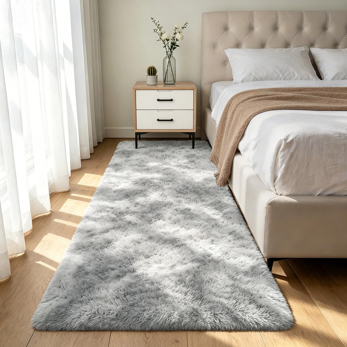 Shag Area Rugs for Bedroom Living Room,8X10 Ultra Soft Fluffy Area Rugs for Dorm,Indoor Carpet Plush Rugs for Living Room Home Decor,Tie-Dye Grey