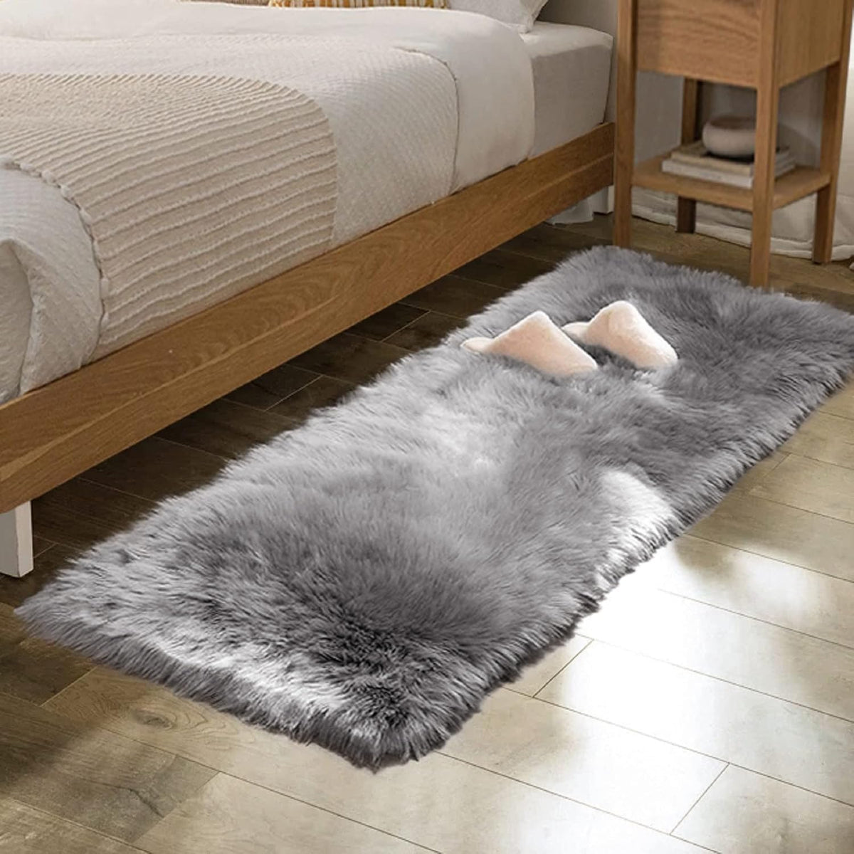 ORINOVA Beige Shag Faux Sheepskin Washable 4X6 Fur Rug for Living Room Bedroom Fluffy Furry Area Rug Rectangle Nursery Decor Rug