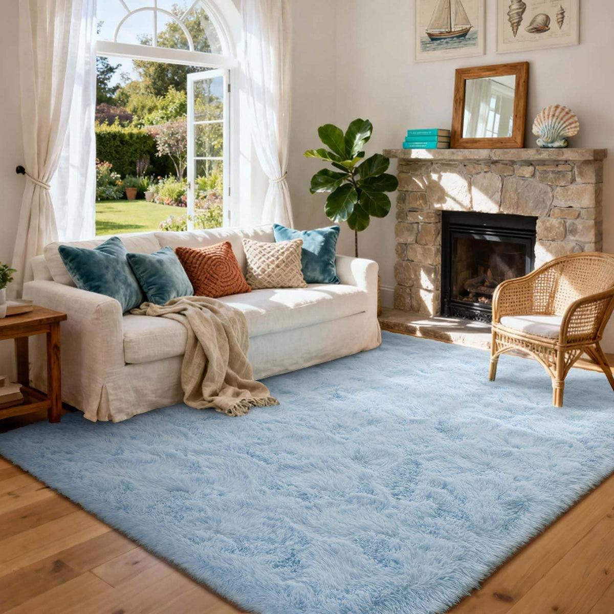 8x10 Ft Extra Large Shag Rugs for Living Room, Tie Dyed Ultra Soft Fluffy Furry Area Rugs for Bedroom Indoor Floor, Aesthetic Carpet for Kids Home Decor (Dark Grey)