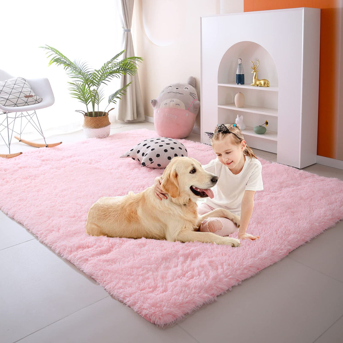 CAIYUECS White Fluffy Bedroom Rug 5x7 – Ultra Soft Shag Dorm Decor