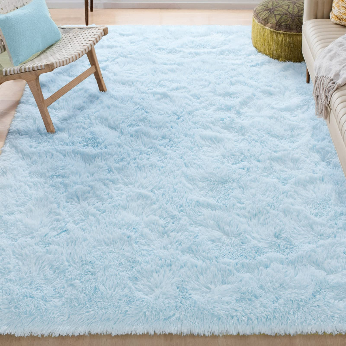 Merelax Soft Modern Indoor Large Shaggy Rug for Livingroom Bedroom Dorm Kids Room Home Decor, Non-Slip Plush Fluffy Furry Fur Area Rugs Comfy Nursery Accent Floor Carpet 9x12 Feet, Black