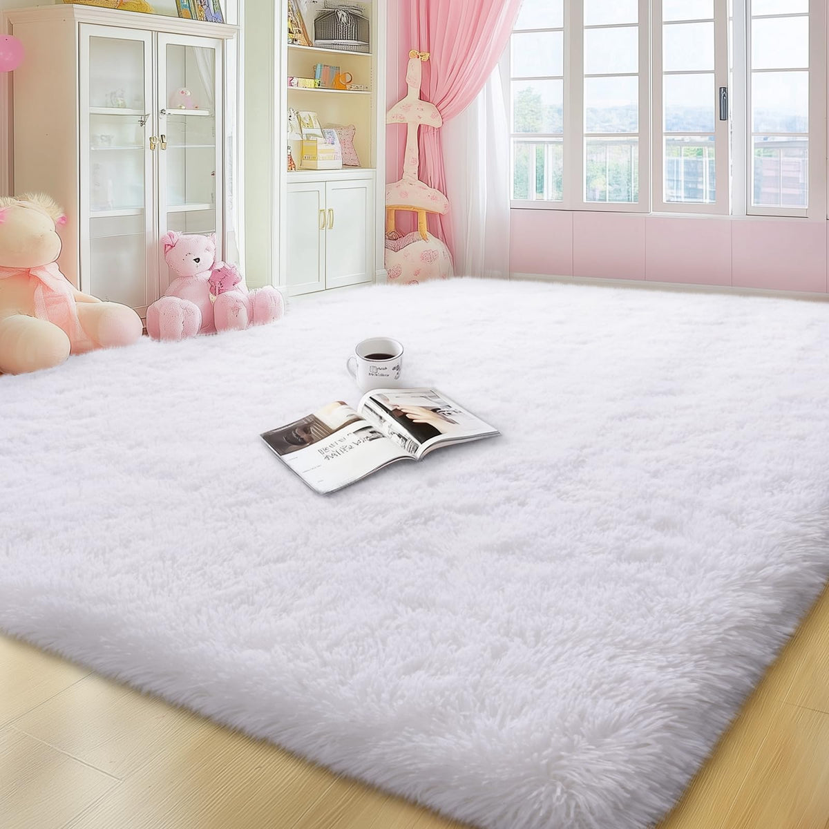 qulint Large Area Rug for Living Room 10x14, Fluffy Tan Rug for Bedroom