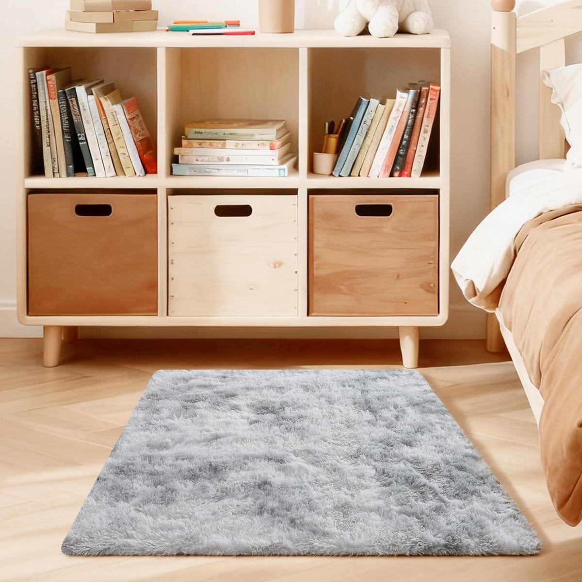 5x7 Large Fluffy Area Rugs for Living Room Bedroom, Light Tan