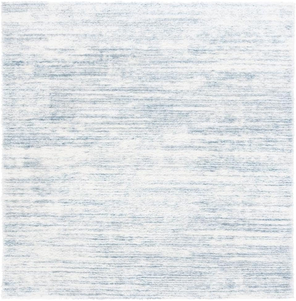 SAFAVIEH Area Rug 8x10 - Tahoe Shag Collection - Large - Blue & Ivory, Modern Design, Non-Shedding & Easy Cleaning, Plush Thick Pile, Ideal for Living Room, Bedroom, Dining Space (THO653M)