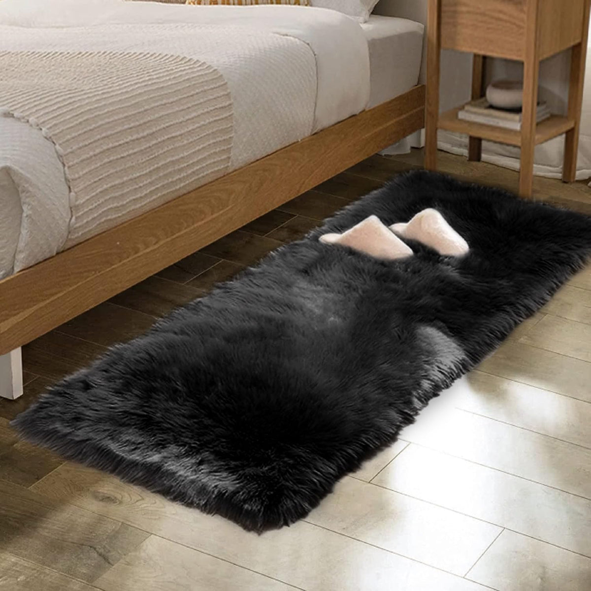 ORINOVA Beige Shag Faux Sheepskin Washable 4X6 Fur Rug for Living Room Bedroom Fluffy Furry Area Rug Rectangle Nursery Decor Rug