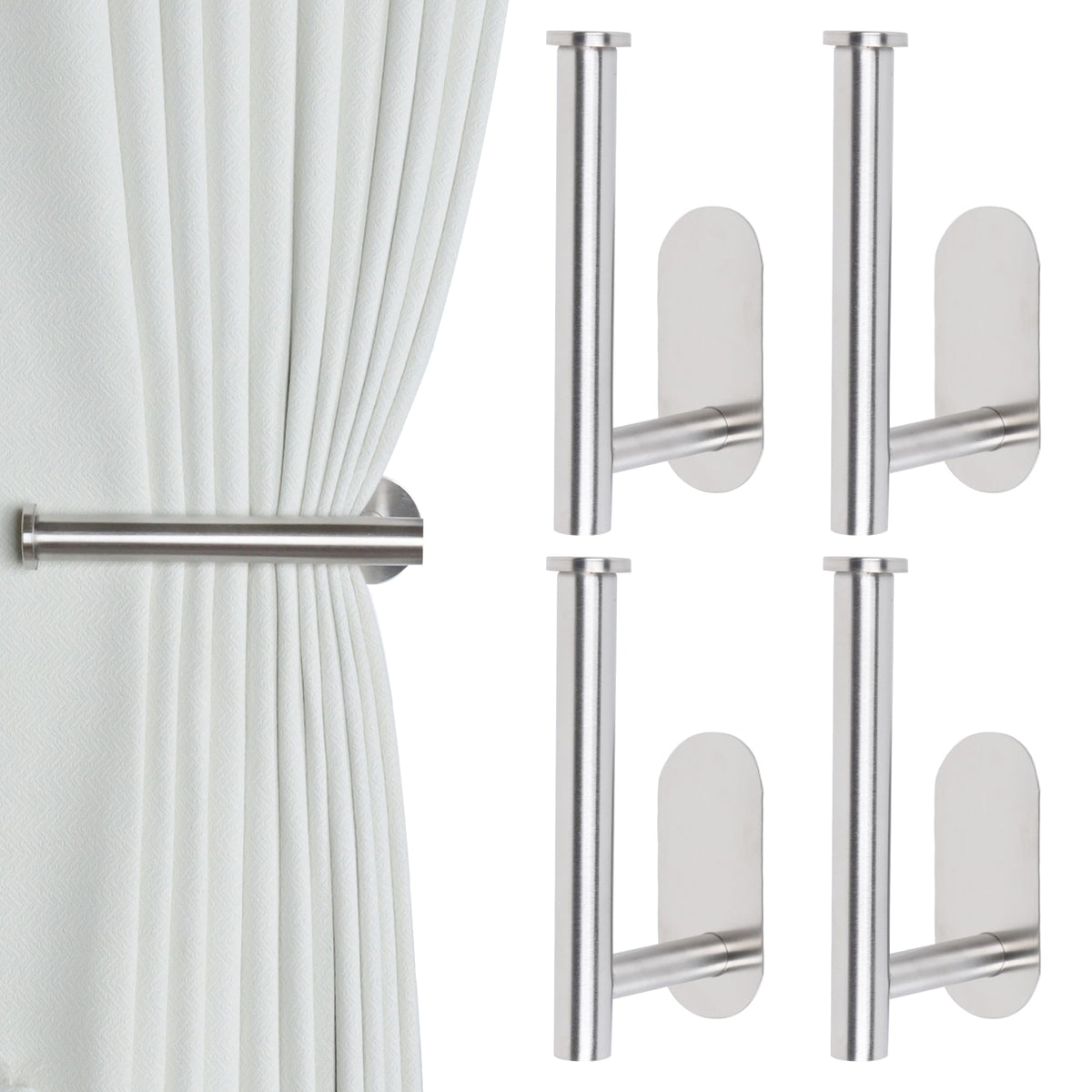 Groleca 2 Pack Adhesive Curtain Holdbacks Curtain Tie Backs, Gold