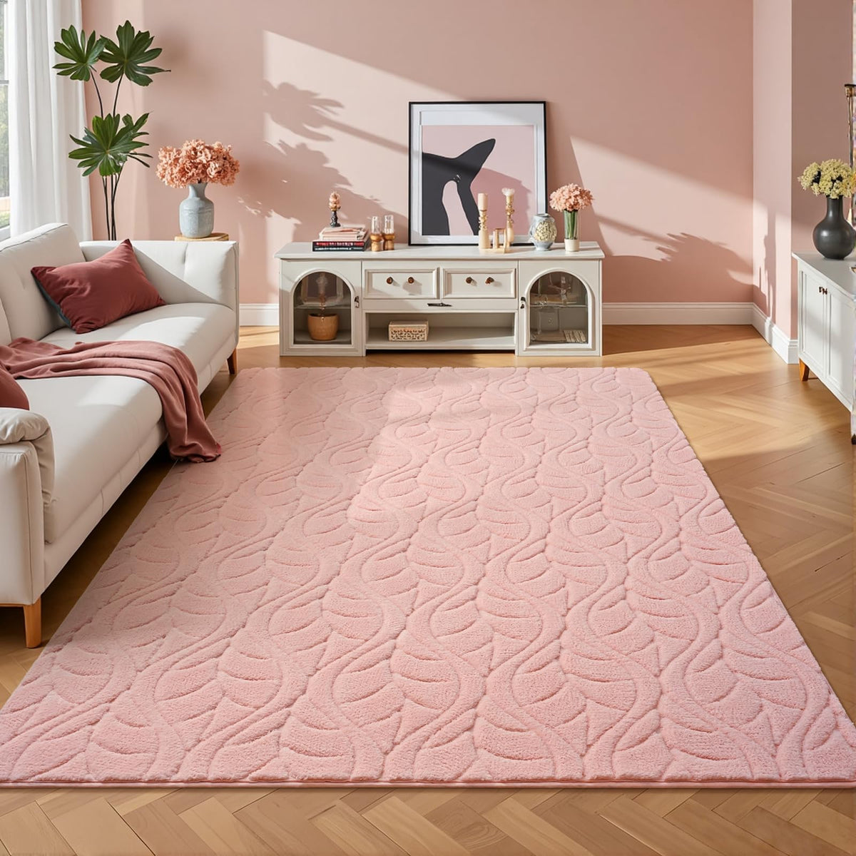 5x7 Black Fluffy Shag Area Rug for Living Room Bedroom